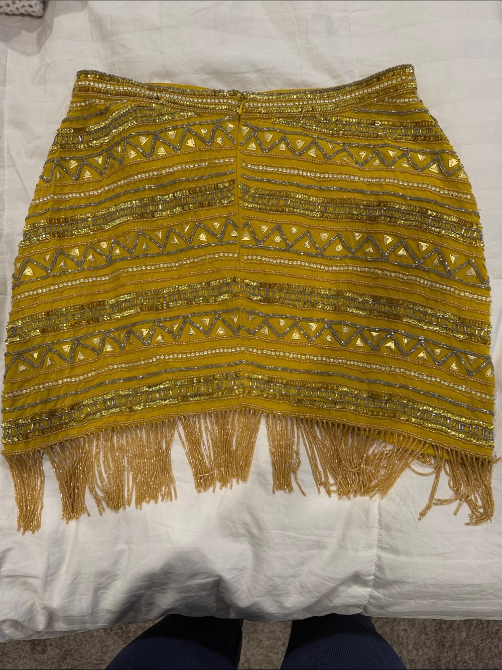 ASOS Yellow Beaded Fringe Mini Skirt - Picture 3 of 6